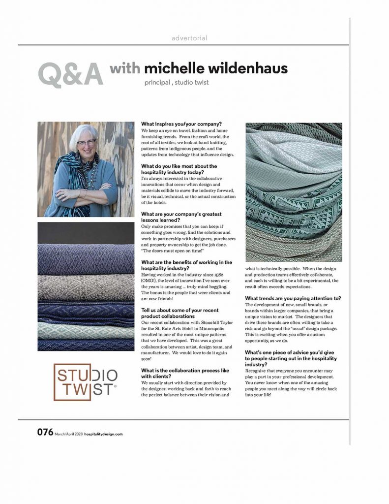 Q&A With Michelle Wildenhaus | Hospitality Design 1 Hospitality Design March April 2020 76 77 Page 1